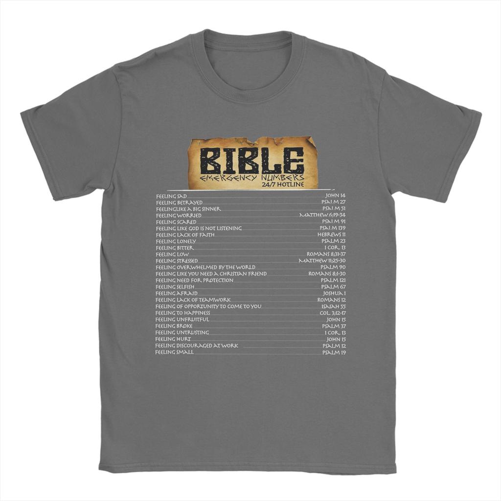Bible Emergency Hotline Numbers Cool Christian T-Shirts for Men Crew Neck 100 Cotton Jesus God Faith Short Sleeve Tee Shirt Tops