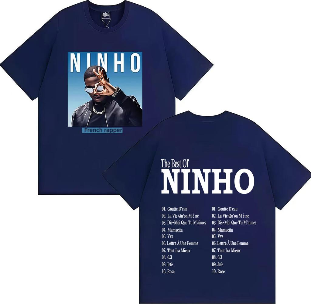 French Pop Rapper Ninho Gothic Graphics High Quality Tshirt Oversized Casual Cotton Tees Mens Women Hip Hop T Shirts Streetwear