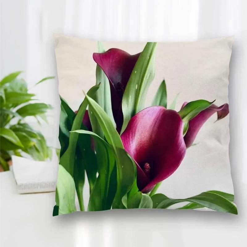 

Декоративная подушка для дивана для дома и офиса, наволочка с узором каллы, спальня 40x40cm