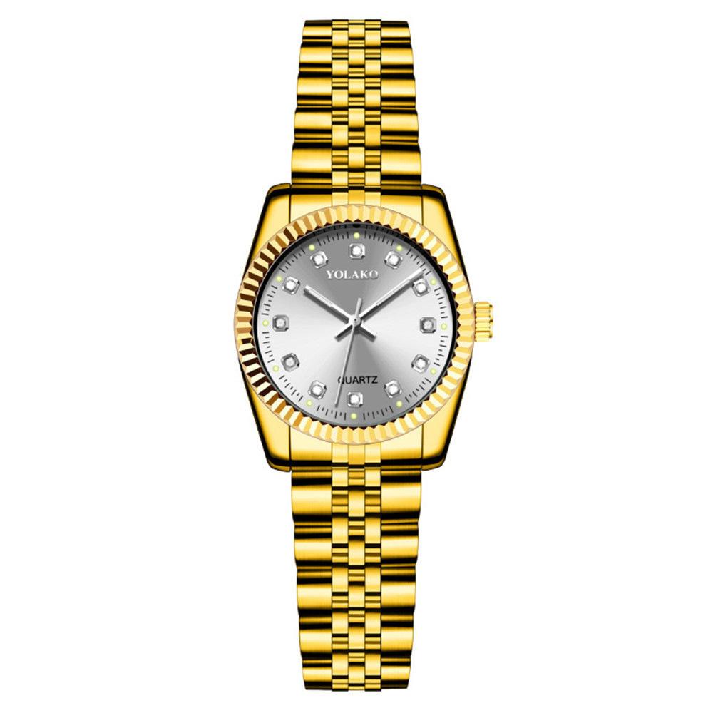 Diamond Face Steel Belt Calendar Watch Female Simple Casual Student Fashion Quartz Gold Suit Men'S Watch Couple