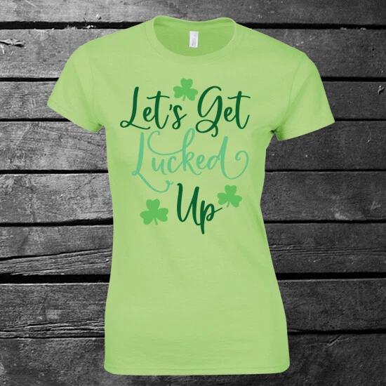 Let s Get Licked Up T-shirt Funny Irish Ireland St. Patricks Day Mens Ladies S