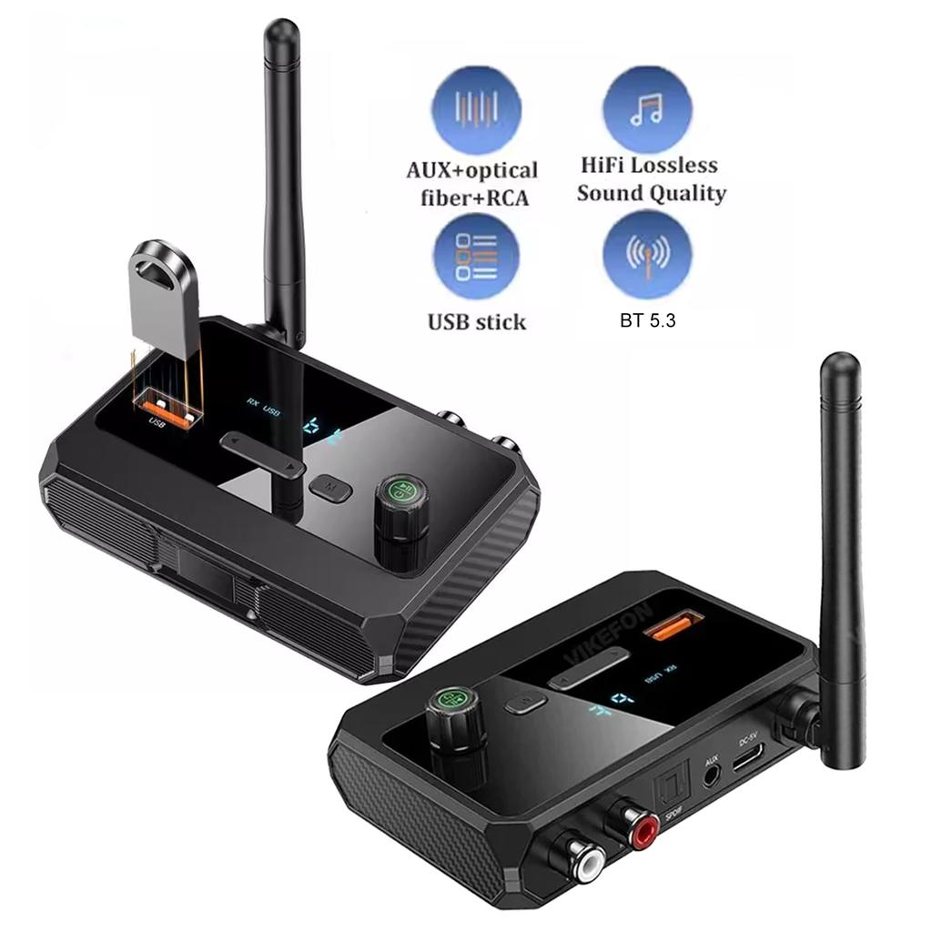 BT 5.3 Receiver Optical Low Latency & HD Music Audio RCA BT Adapter for Speakers Music Streaming Stereo System Support AUX/USB