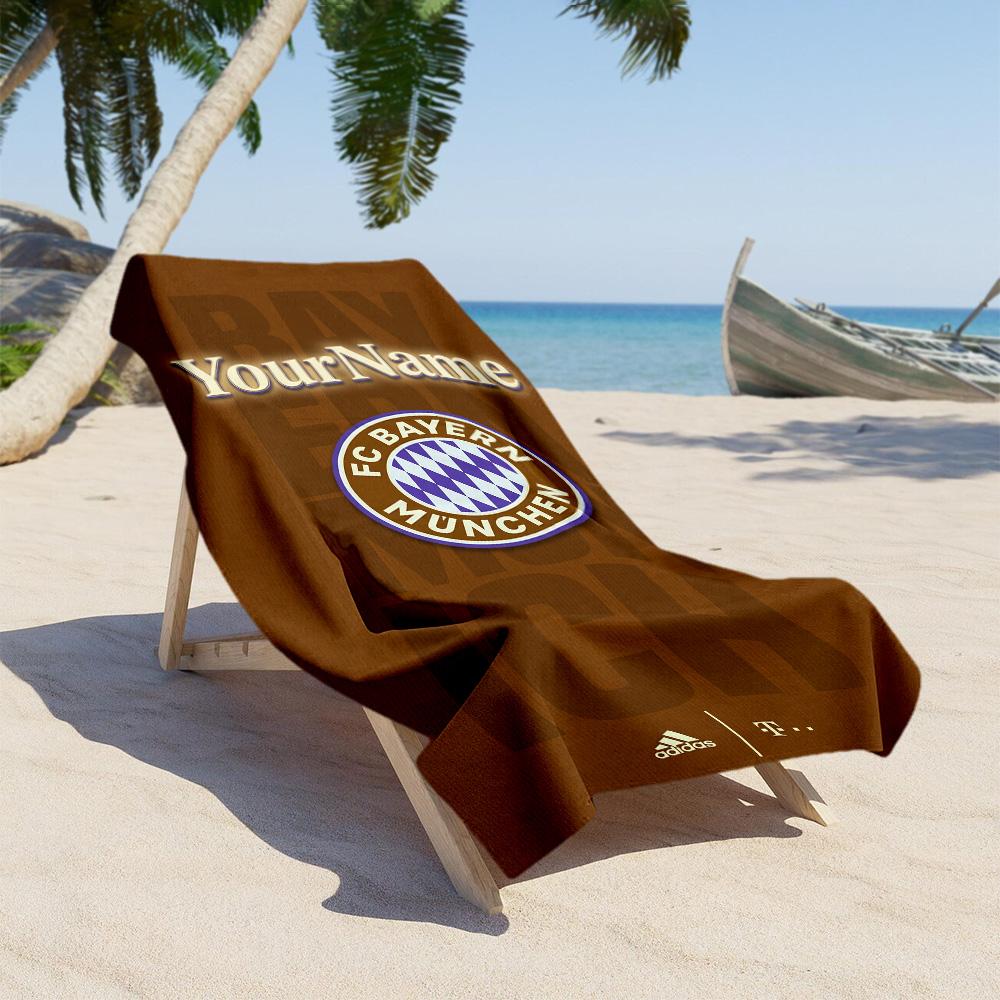 Bayern Munich Personalized Name Beach Towel High Absorbency & Quick-Dry Perfect for Traveling Yoga Camping and Swimming