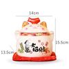 6 Inch Ceramic Maneki Neko Ornament Home Decoration Lucky Cat Figure Tabletop Candy Dish Cookie Canister Koi Fish Lid