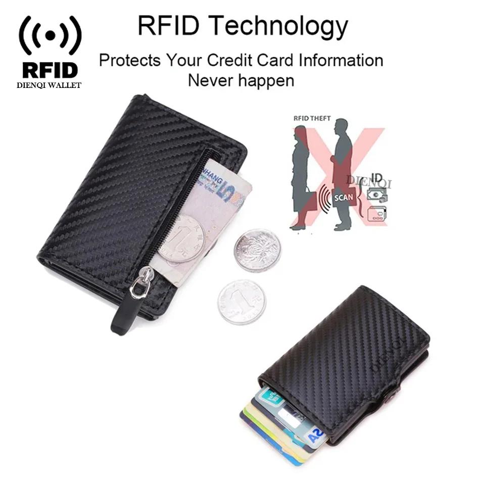 Carbonfaser-Geldbörse für Herren Kreditkartenhalter RFID-Blockierend Dünn Mini Aluminium Metall Geldbörsen Münzfach Geldbörse