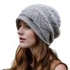 Casual Solid Color Knitted Baggy Beanie Keep Warm Thickened Oversized Winter Hat Anti-Cold Unisex Beanies Women Girl