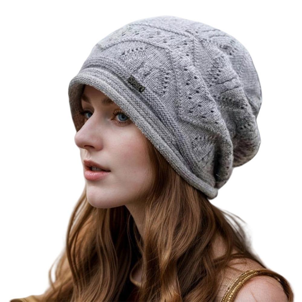 

Casual Solid Color Knitted Baggy Beanie Keep Warm Thickened Oversized Winter Hat Anti-Cold Unisex Beanies Women Girl серый