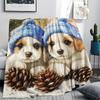 Puppy Print Flannel Blanket, High quality Comfortable for All Seasons, Home Decor, Warmth and Comfort, Perfect for Christmas Gifts