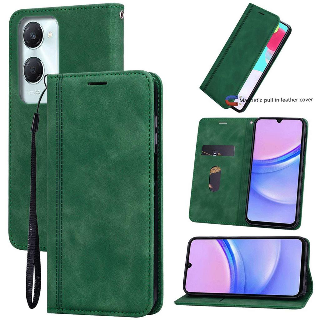 Magnetic Closure Flip Wallet Phone Case for Vivo Y28s 5G,Y18s,Y03,Y03t Vintage PU Leather Card Holder Cover