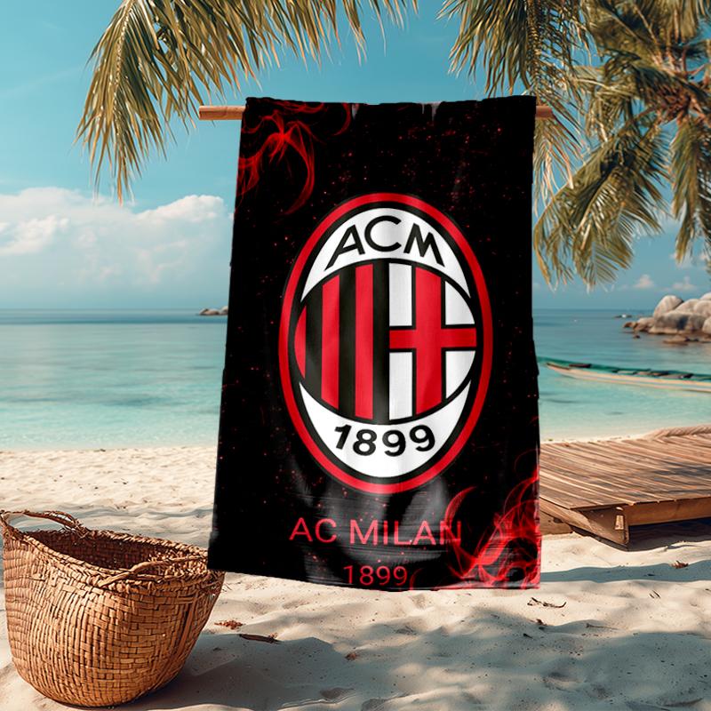 Ultra-Soft Beach Towel with AC Milan Theme,Ideal for Pool - Camping, Diving - Perfect Travel Essential, Vibrant Beach Towel.