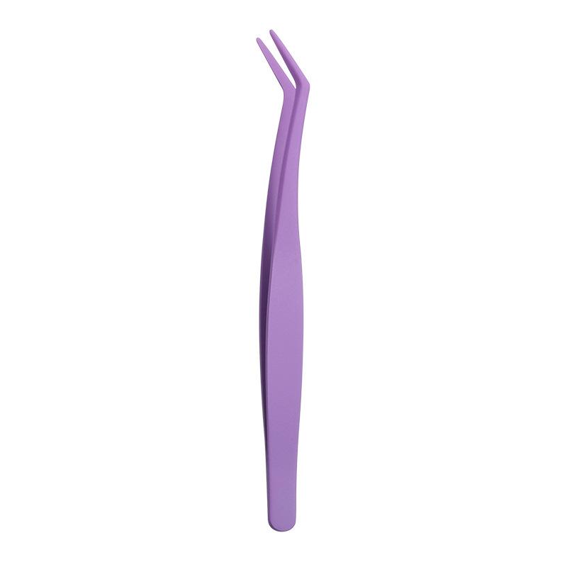 Wholesale Diy Lash Tweezers Stainless Steel Glue Resistant Non-stick Coating Perfect Grip Rounded Tips Eyelash Cluster Tweezers Rounded&Standard PVC bags