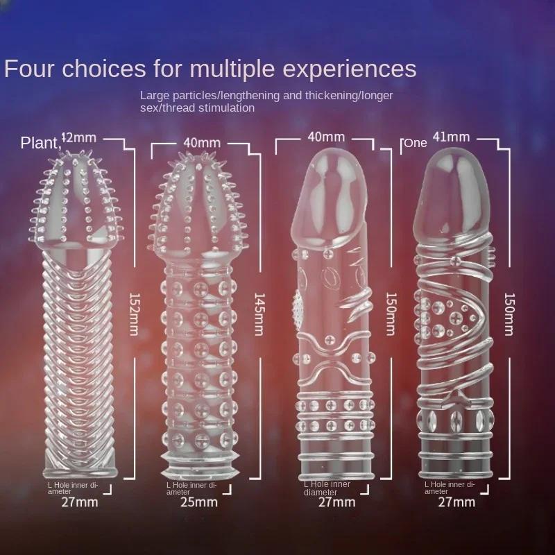 Penis Extend Sleeve Reusable Condoms Delay Ejaculation 15cm Penis Sleeve Cock Cover Sex Toy for Men Adult Sex Products