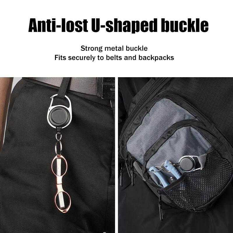 Retractable Keychain Badge Scroll Id Badge Holder Card Holder Backpack Lanyard Hiking Buckle Key Ring Retractable Tool