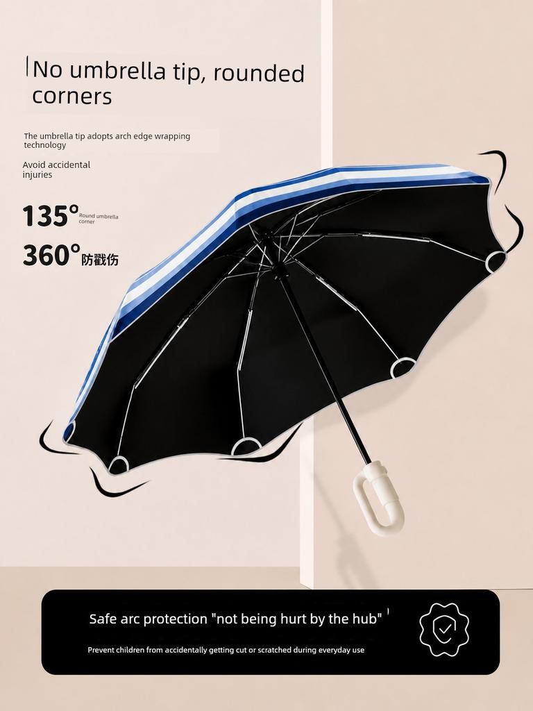 Children's Umbrella New Model for Girls with Rounded Corners, Specifically for Students Going To School, 2026 Automatic Umbrella with Ring Buckle