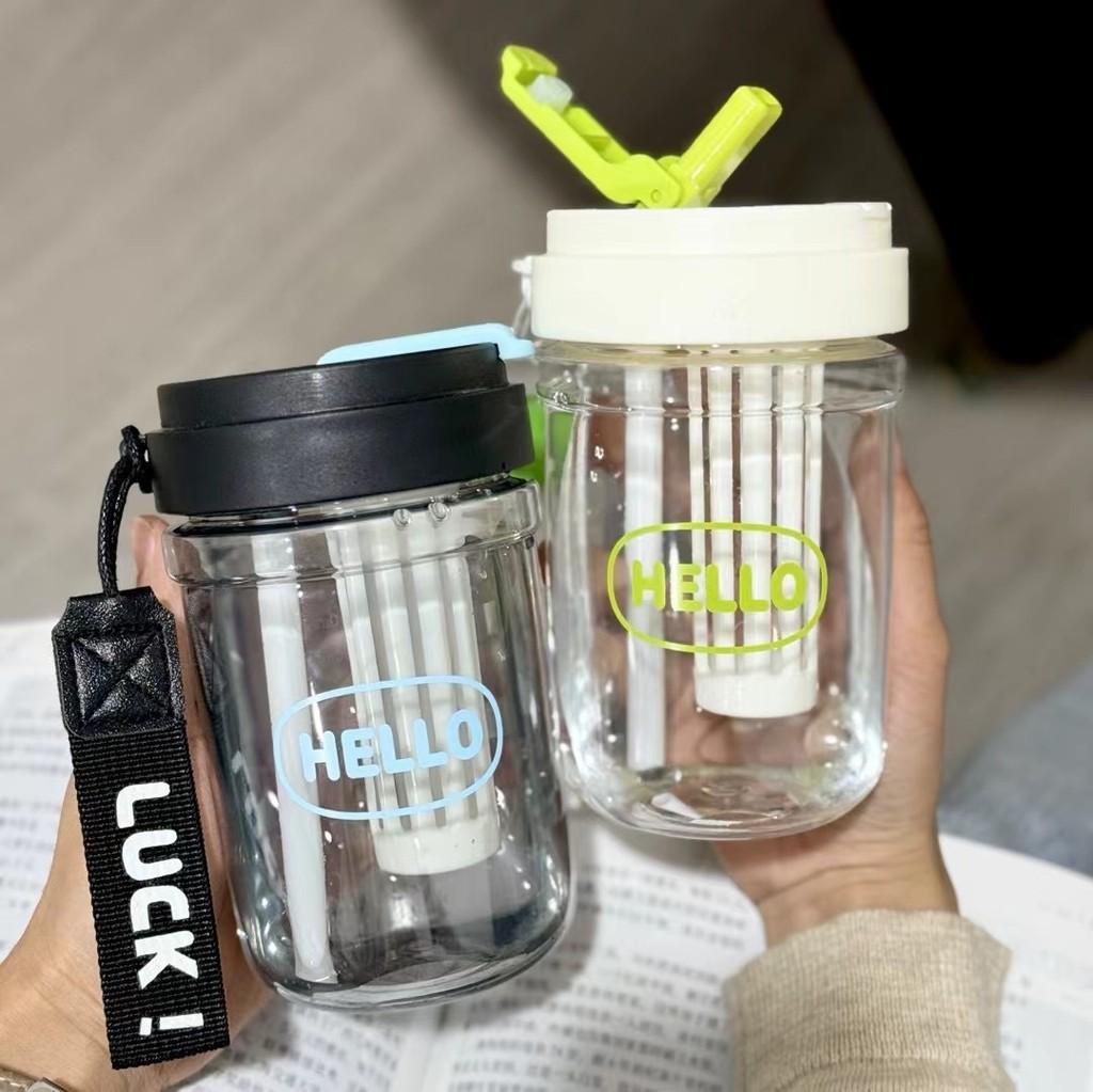 Hello Flower Tea Cup 580ml Double Drinking Portable Plastic Tumbler For Summer Outdoor Use