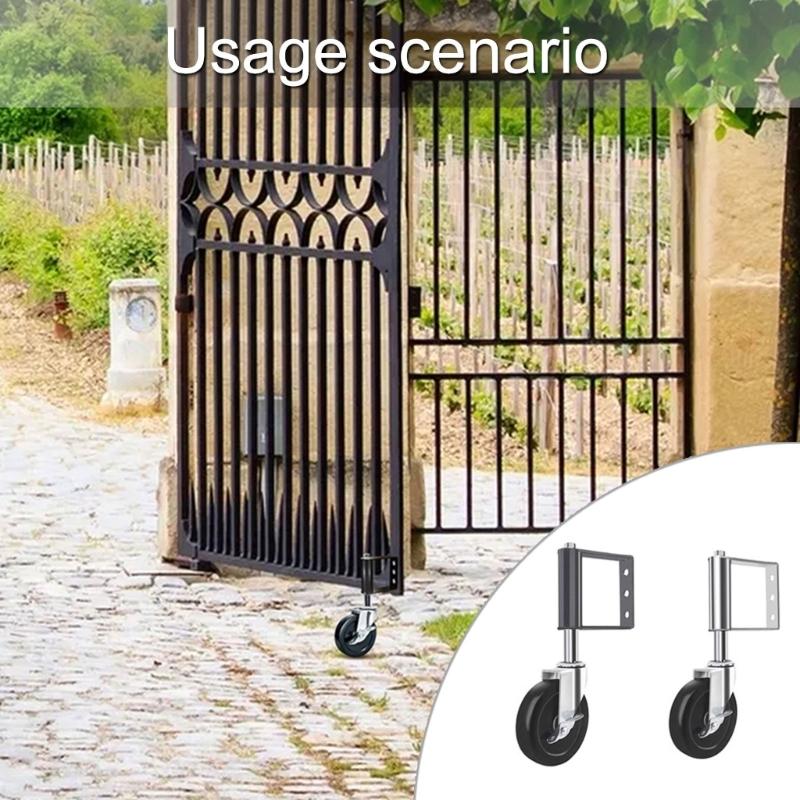 Portable Sturdy Rubber Gate Wheel 360 Degree Rotation for Farm Fence Garden and Wood Gate Spring Loaded Casters Set