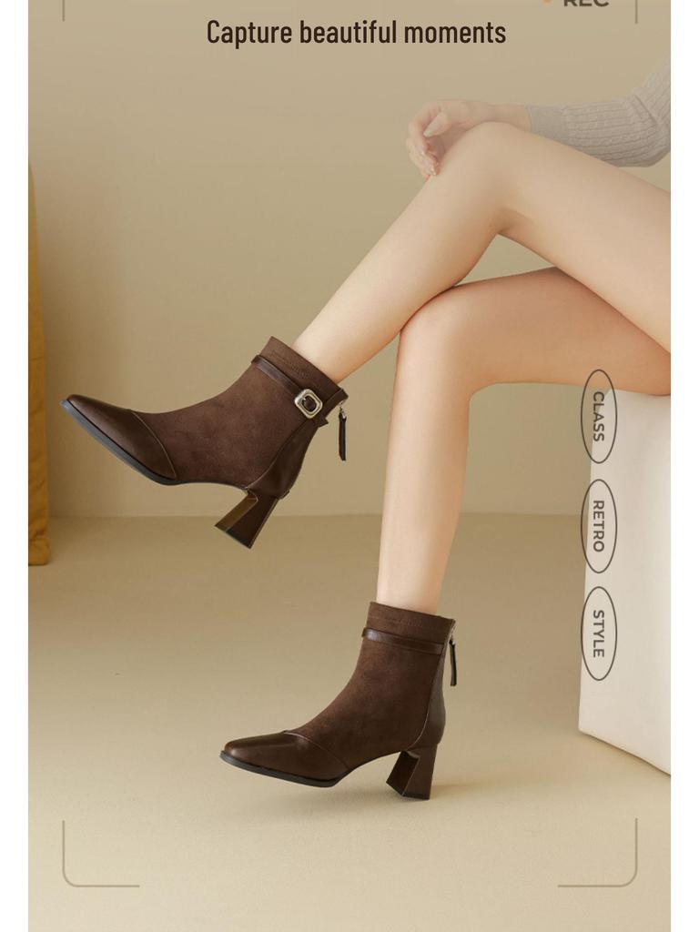 Augusden Women's Vintage Pointed Toe Chelsea Ankle Boots, Autumn 2025 Collection