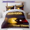 Pac-Man Custom Name Pattern Bedding,Quilt Set Quilt Cover Pillowcase Home Birthday Gift(1 * Duvet Cover + 2 * Pillowcase, Without Core)