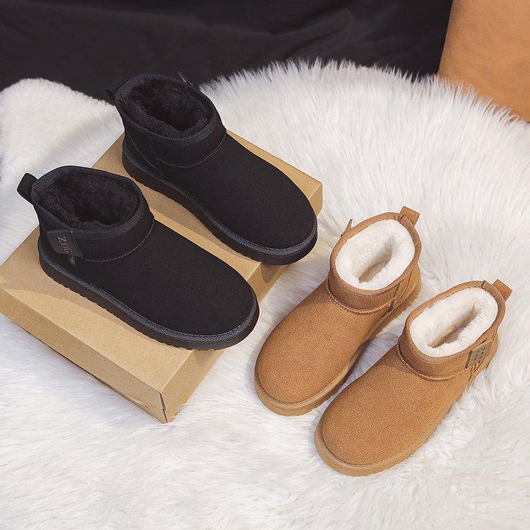 Soft leather version~ thick-soled snow boots women's 2025 new winter warm boots snow cotton piled thickened Northeast cotton shoes