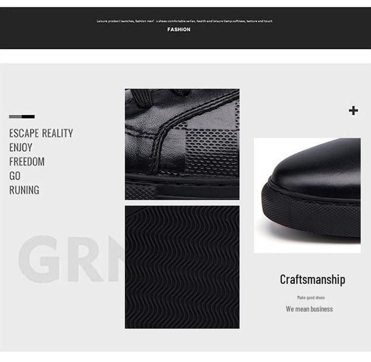 Herren Freizeit-Board-Schuhe aus geprägtem Rindsleder - Retro & Große Größen für Frühling und Herbst