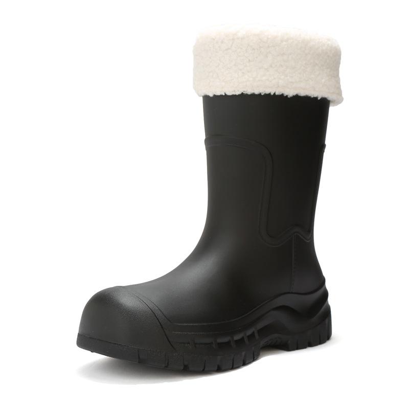 

Водонепроницаемый комплект резиновые сапоги нескользящие модные уличные водные туфли взрослые износостойкие новые для通勤 бархатные теплые женские дождевые туфли 40