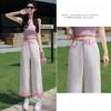 Summer Simple High Waist Fashionable Thin Loose Straight Jeans White Paneled Capris Women Pants