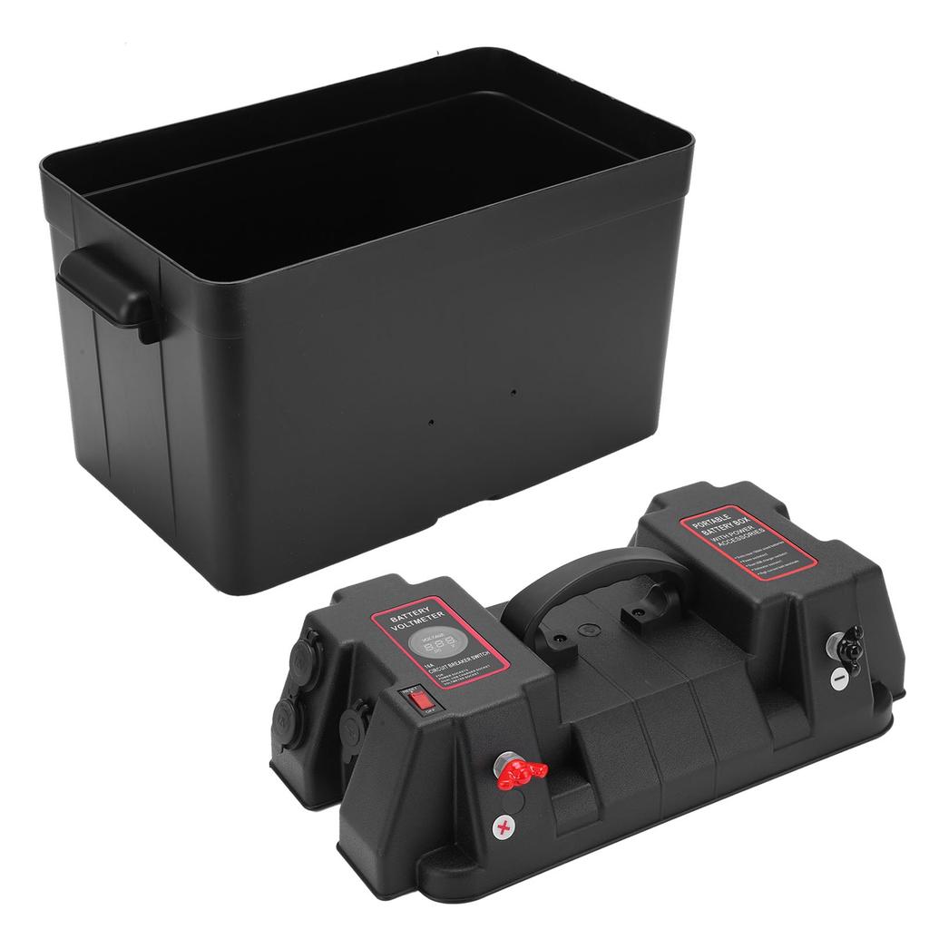 Motor Backup Battery Box Power Center Portable Marine Accessary with Voltmeter for Car RV Yacht Ship 12V