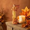 Maple Leaf Female Sculpture, Resin Prayer Angel Statue for Fall Thanksgiving, Home Office, Living Room, Church, Desktop Decoration