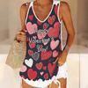 Camisetas sin mangas con estampado de corazón 3D para mujer, para entrenar, yoga, gimnasio, camisetas deportivas de verano estampadas, talla grande, chalecos, exclusivos del Día de San Valentín