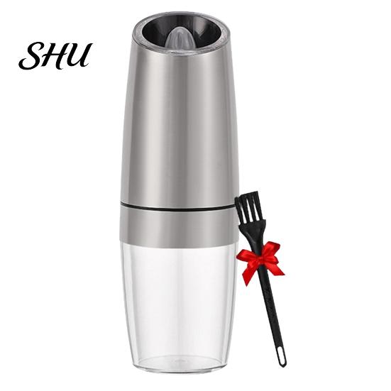 Portable Electric Spice Grinder Gravity Pepper Stainless Steel Mill Battery Powered Automatic One Hand Operated Sea Salt Food Bottle Large Capacity
