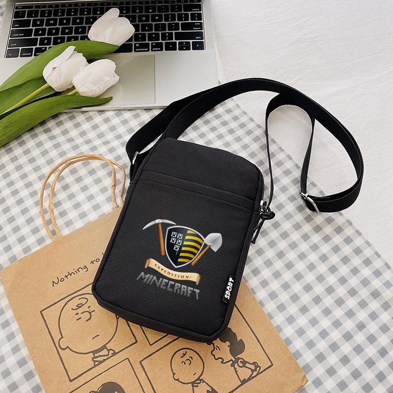 Printing Minecraft Pattern Canvas Single Shoulder Crossbody Bag Gift Fashion