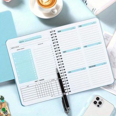 Ağaçlar Haftalık Planlayıcı Defter Tarihsiz Günlük Program Ajanda Spiral Hedefler Planlayıcısı Kadınlar İçin Alışkanlık Takibi ile, Okul Malzemeleri, Okula Dönüş