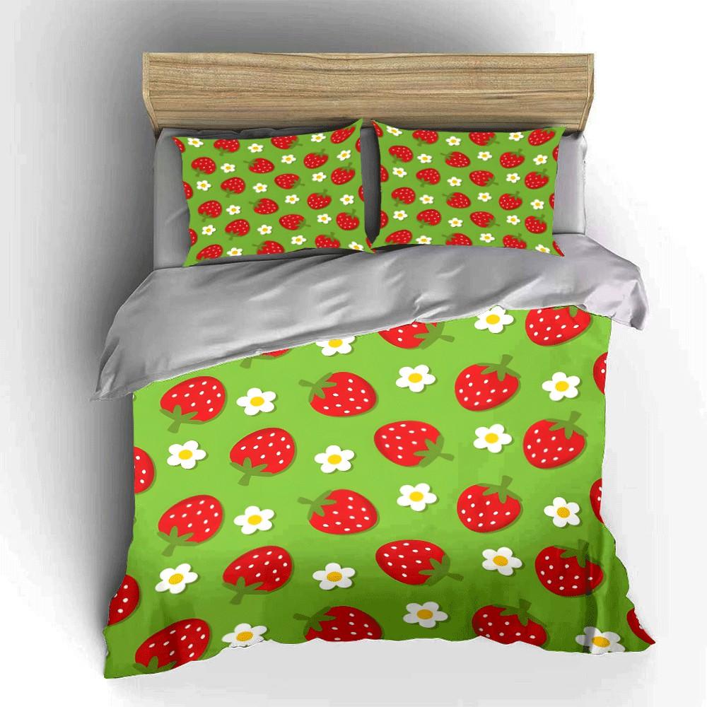 Strawberry-Themed Three-Piece Set Design Exquisite Three-Piece Bedding Set Gift For Kids And Adults