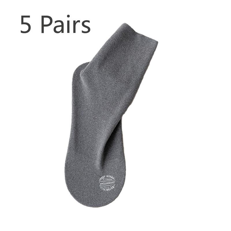 

5 пар мужских зимних однотонных плюшевых носков с подогревом лица 5 Pairs темно-серого