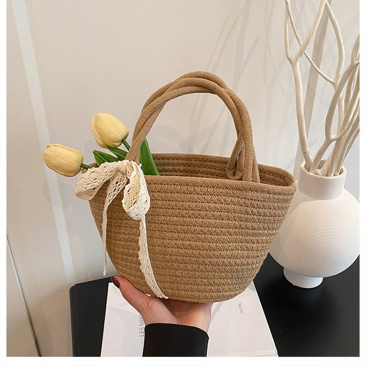 

2025 new premium bag women s large-capacity portable woven bag popular commuter straw woven tote bag pastoral style коричневый
