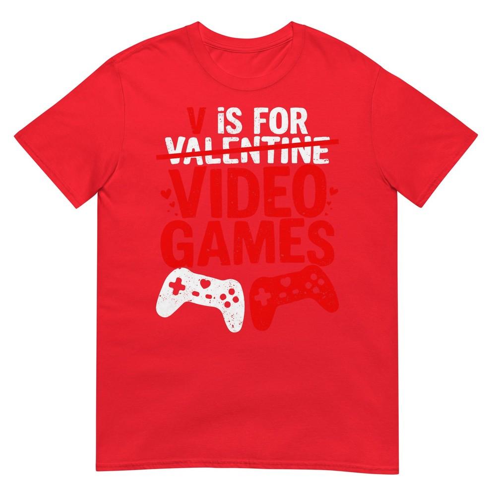 V Is For Video Games Funny Valentines Gamer Boy Unisex Kids TShirt S