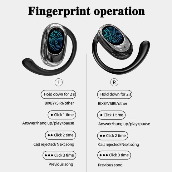 1 Pair Bluetooth-compatible Earphone with Earhook Noise Canceling HiFi Sound IPX5 Waterproof Wireless Over Ear Earbuds Sports Running Headphone