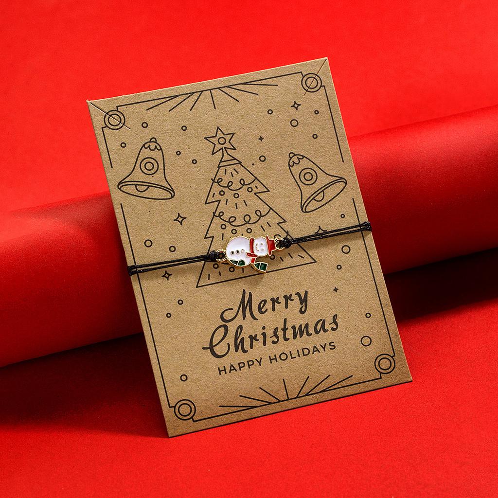 Christmas Theme Braided Rope Bracelet Santa Claus Pendant Bracelet Women Gifts Party Jewelry Gifts