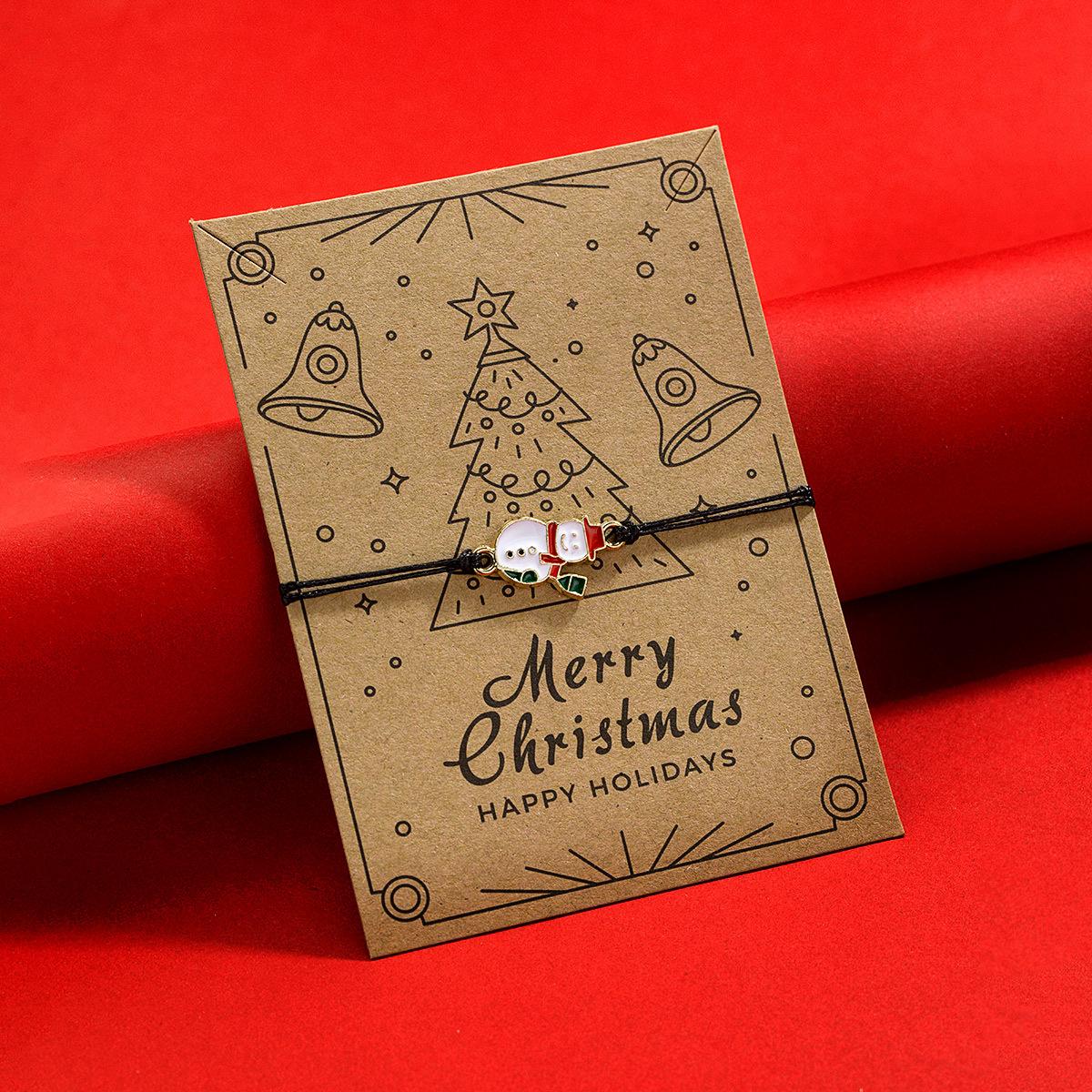 

Christmas Theme Braided Rope Bracelet Santa Claus Pendant Bracelet Women Gifts Party Jewelry Gifts чёрный