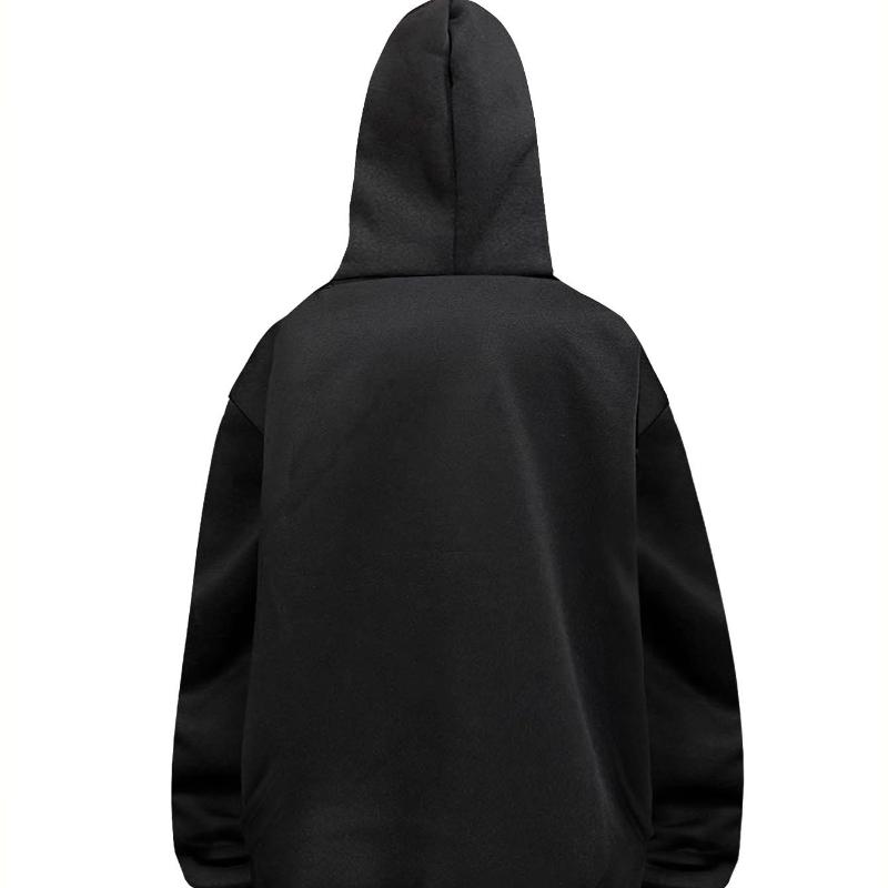 European and American style autumn and winter casual fashion men's and women's double hat and double pocket design with printed hoodie