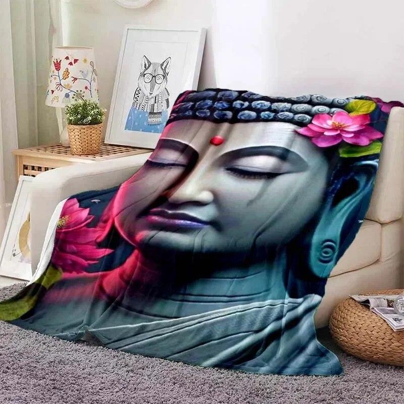 Gautama Buddha Plüsch weiche Decke karierte dünne Decke Wohnzimmer Schlafzimmer tragbare Home Reise Büro Mittagsdecke
