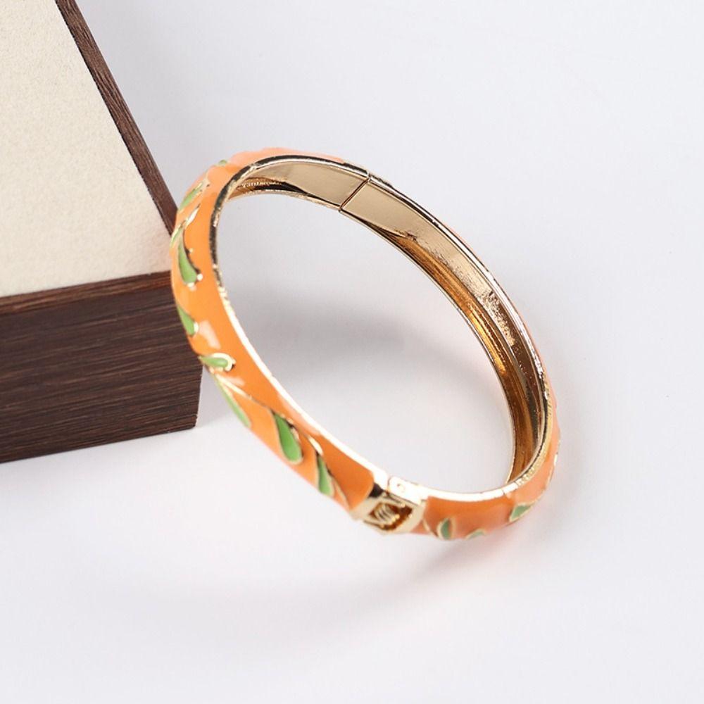 Enamel Enamel Flower Bangle Colorful Women's Hand Bracelet Vintage Cloisonne Bangle  Jewelry Gifts