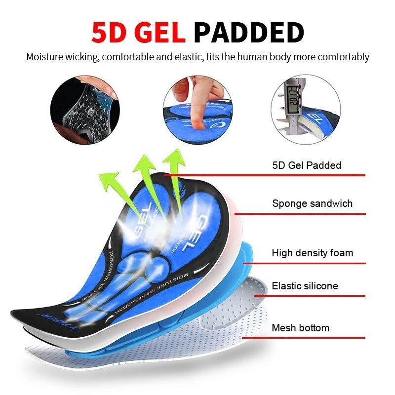 X-TIGER Herren Radunterwäsche Shorts 5D Gepolstertes Gel MTB Radhose Anti-Rutsch Beinabschluss Atmungsaktives Netz Radunterwäsche