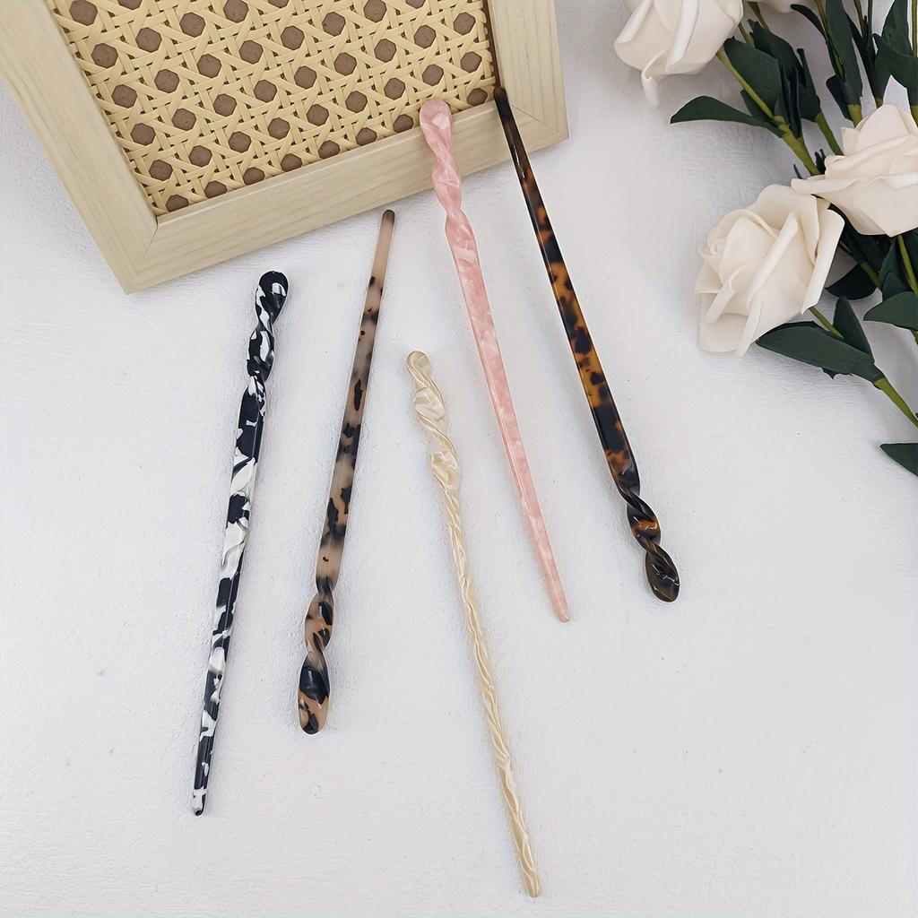 7.09inch Spiral Tortoiseshell-Colored Acetate Hairpin