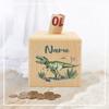 Customized Dino Dinosaur Pattern Wooden Piggy Bank Kids Money Boxes Coin Collection Case Wooden Coin Bank Child Shower Gift