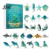 DIY Wind Chime Accessories 2026 Christmas Advent Calendar, 2D Acrylic Marine Animals Pendants, Sea Life Figures 24 Day Countdown Box, Window