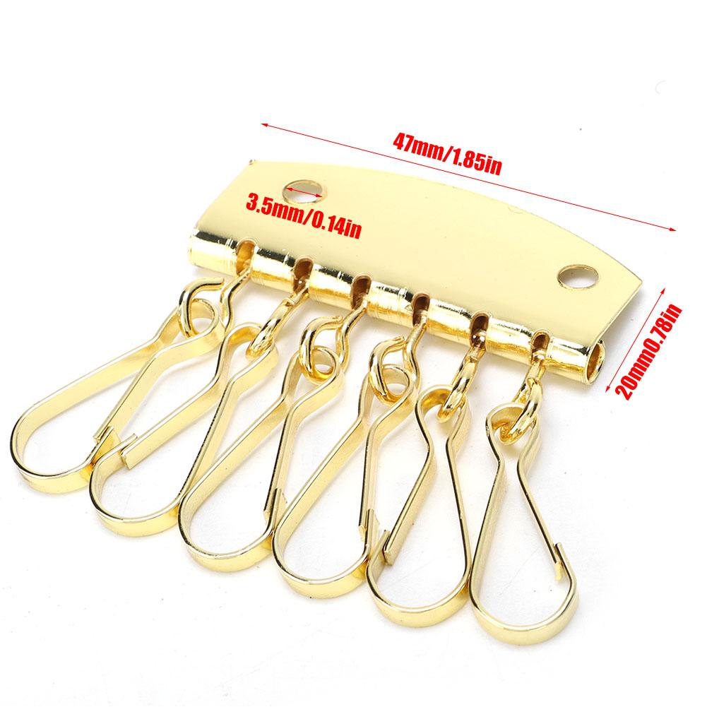Portachiavi Portafoglio Borsa in Pelle Ferramenta Chiave   Fila   Porta 6 Ganci Chiusura Clip (Oro)