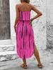 Strappy Printed Dress - Elegant Ink Silk Gauze for Commute and Casual Wear