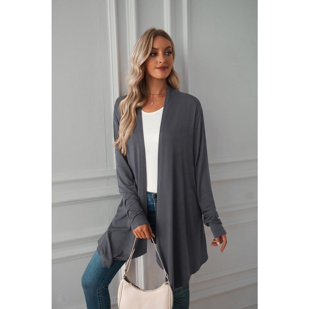 Women's Long Sleeve Jacket Fall New Arrival Solid Color Long Sleeve Cardigan Women's Outerwear Casual Long Top