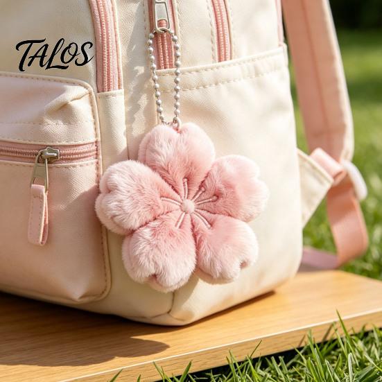 Fun Keychain 1/2/3Pcs Pendant, Soft Plush Cherry Blossom Design Key Chain, Pink Floral Pendant Style Backpack Holder, Portable Accessory for Bags Car